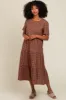 Mocha Gingham Tiered Midi Dress sold by Pinkblush
