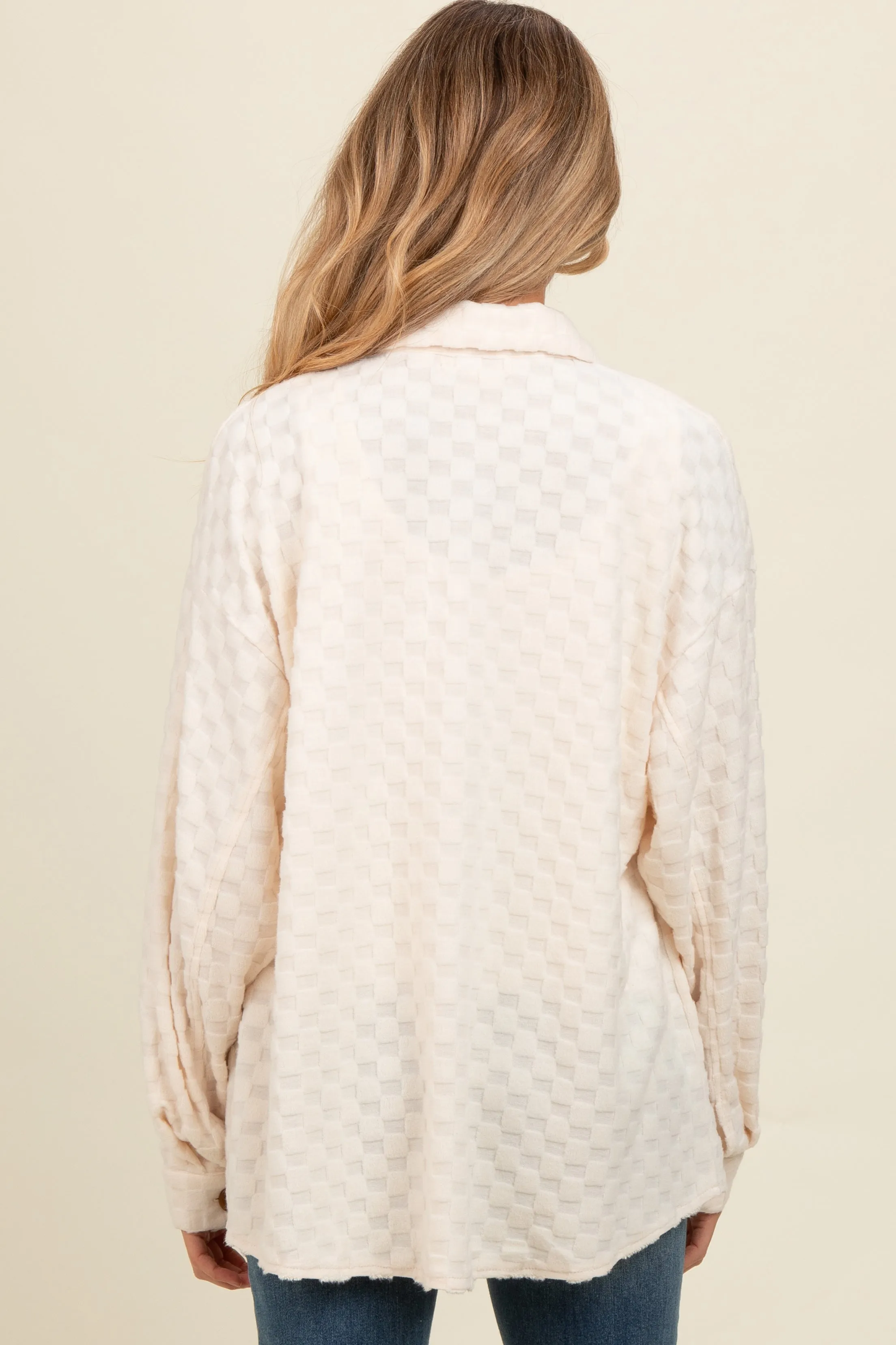 Ivory Checker Plaid Button Down Maternity Shirt sold by Pinkblush product image thumbnail 4