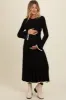 Black Sweater Knit Bell Sleeve Back Cutout Maternity Maxi Dress sold by Pinkblush