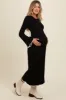Black Sweater Knit Bell Sleeve Back Cutout Maternity Maxi Dress sold by Pinkblush
