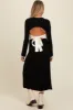 Black Sweater Knit Bell Sleeve Back Cutout Maternity Maxi Dress sold by Pinkblush