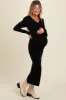 Black Fold Over Maternity Maxi Sweater Dress sold by Pinkblush