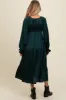 Forest Green Satin V-Neck Tiered Maternity Maxi Dress sold by Pinkblush