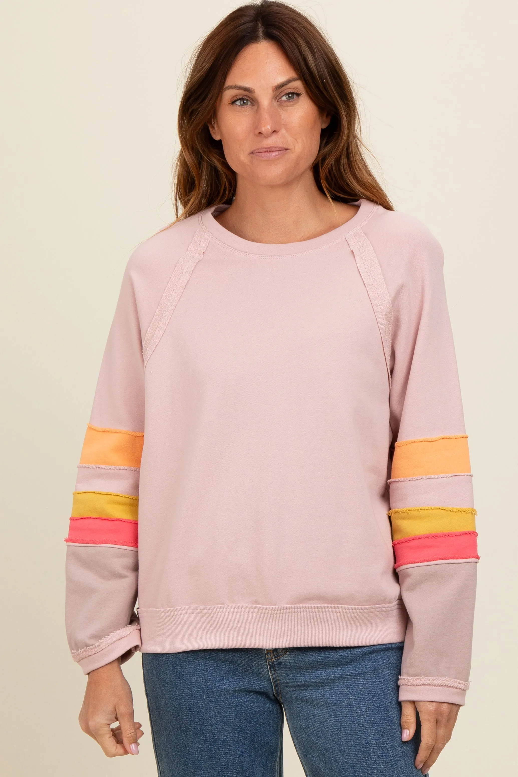 Light Pink Colorblock Sleeve Pullover sold by Pinkblush product image thumbnail 2