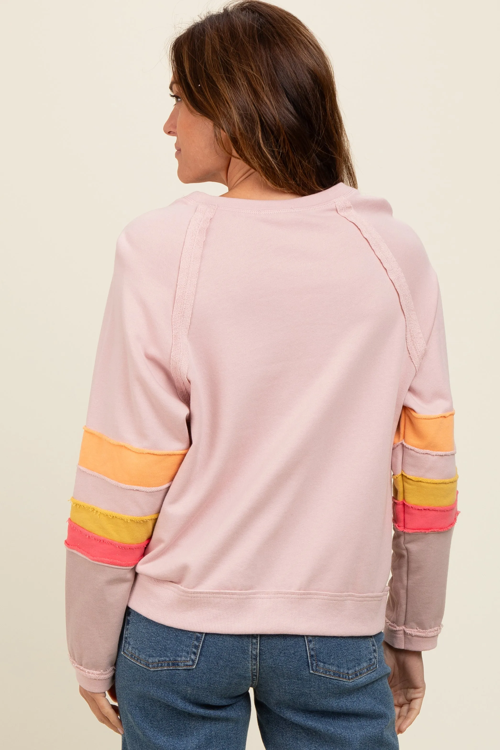 Light Pink Colorblock Sleeve Pullover sold by Pinkblush product image thumbnail 4
