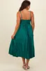 Teal Satin Pleated Sweetheart Maternity Midi Dress sold by Pinkblush