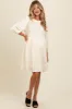 Cream Knit Ruffle Trim Maternity Dress sold by Pinkblush