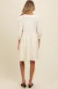 Cream Knit Ruffle Trim Maternity Dress sold by Pinkblush
