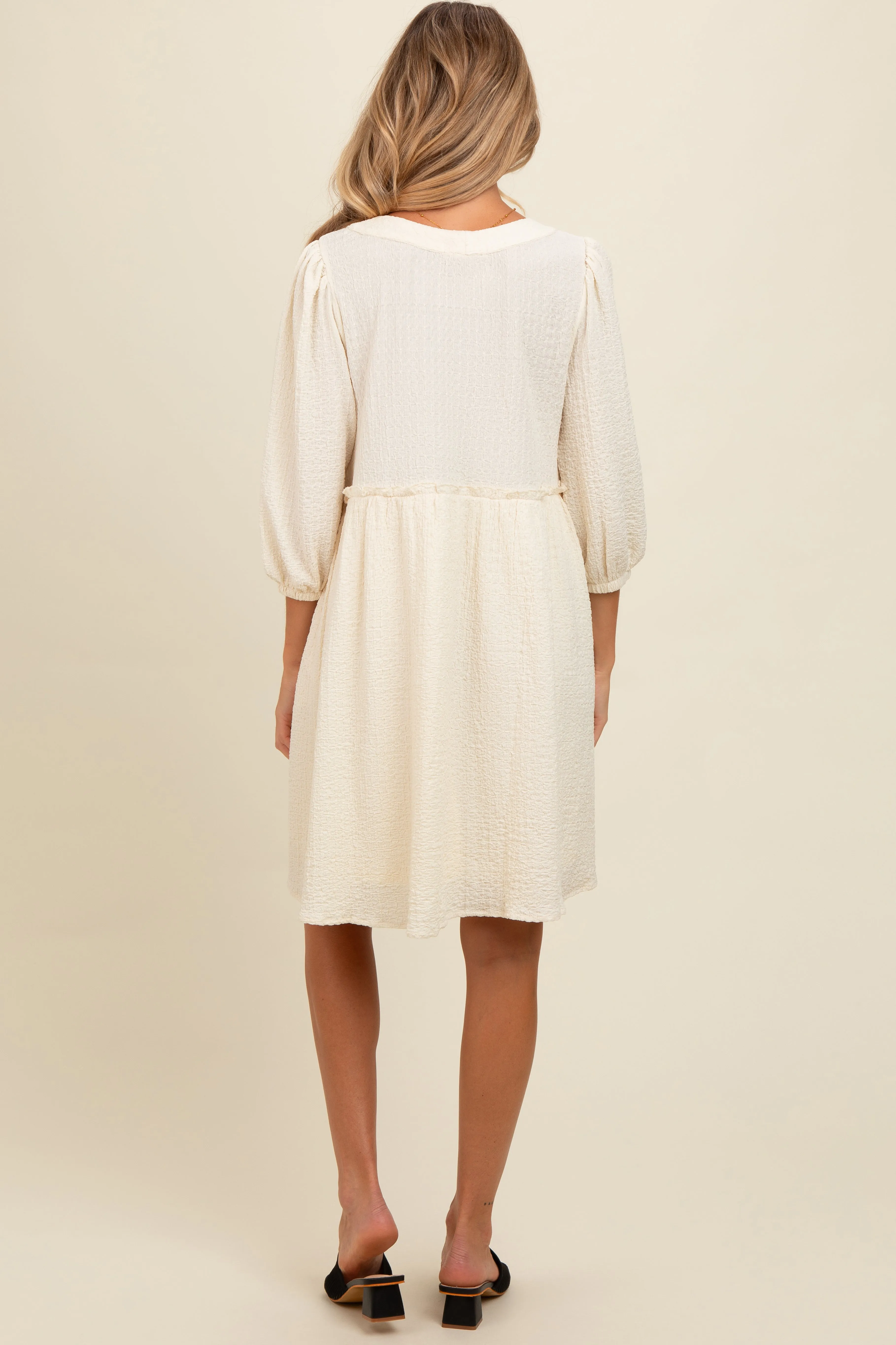 Cream Knit Ruffle Trim Maternity Dress sold by Pinkblush product image thumbnail 3