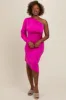 Fuchsia One Shoulder Asymmetric Dress sold by Pinkblush