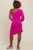 Fuchsia One Shoulder Asymmetric Dress sold by Pinkblush