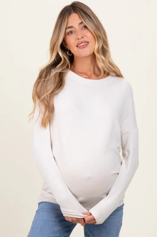 Ivory Knit Long Sleeve Maternity Top sold by Pinkblush