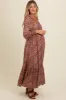 Mocha Floral V-Neck Bubble Sleeve Maternity Maxi Dress sold by Pinkblush