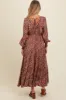 Mocha Floral V-Neck Bubble Sleeve Maternity Maxi Dress sold by Pinkblush
