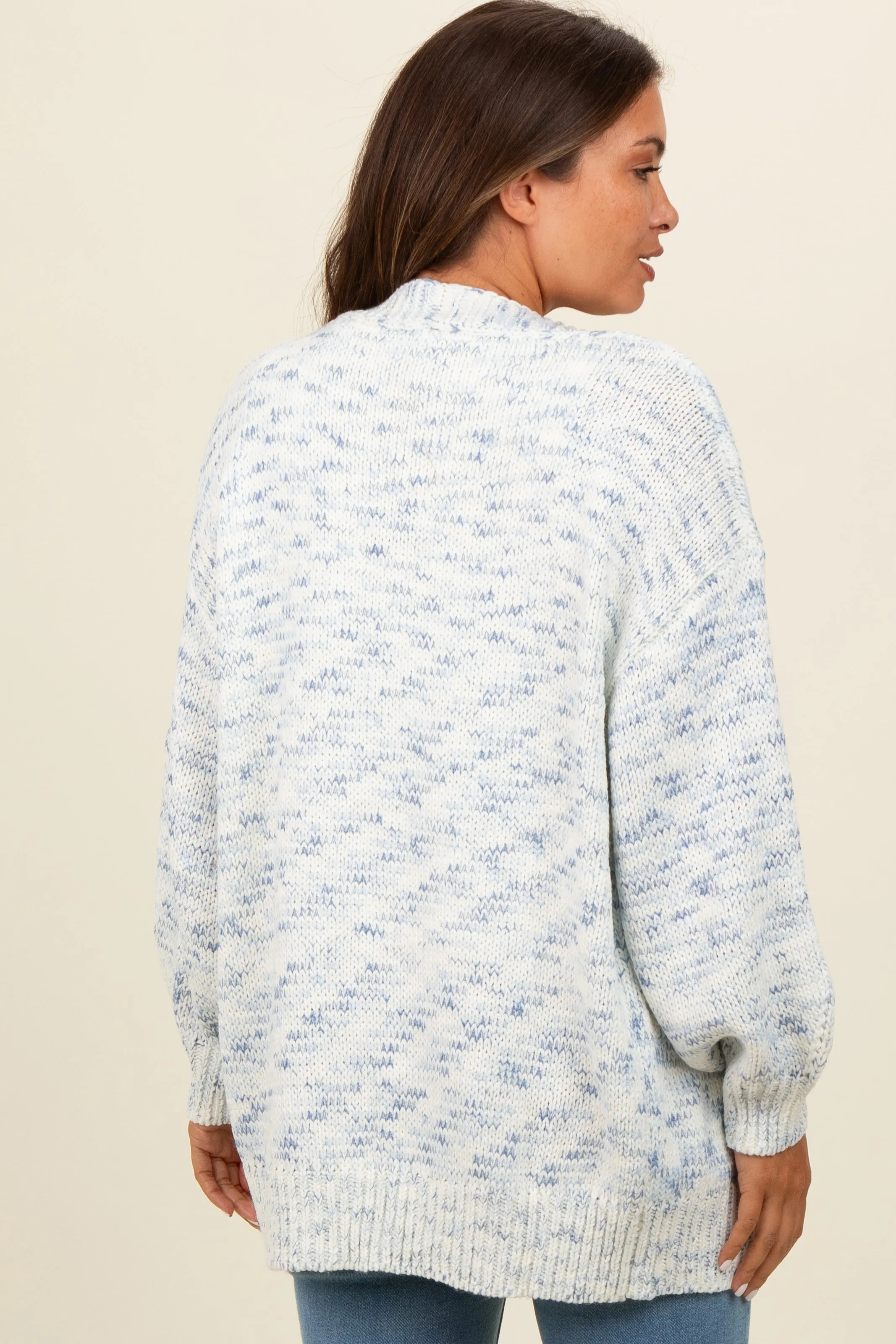 Blue Speckled Chunky Knit Oversized Maternity Cardigan sold by Pinkblush product image thumbnail 3