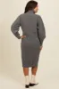 Charcoal Mock Neck Bubble Sleeve Maternity Midi Sweater Dress sold by Pinkblush