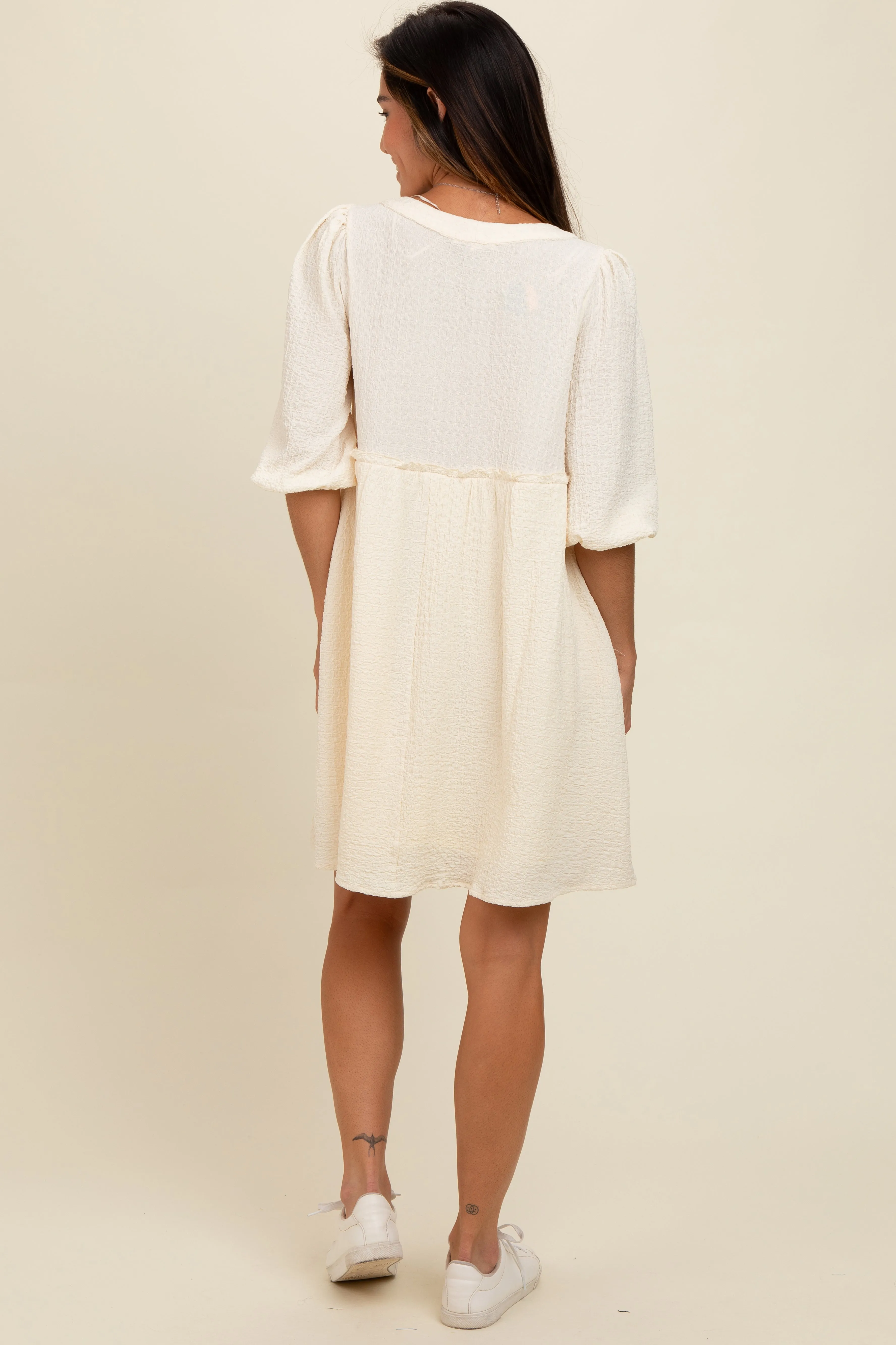 Cream Knit Ruffle Trim Dress sold by Pinkblush product image thumbnail 4