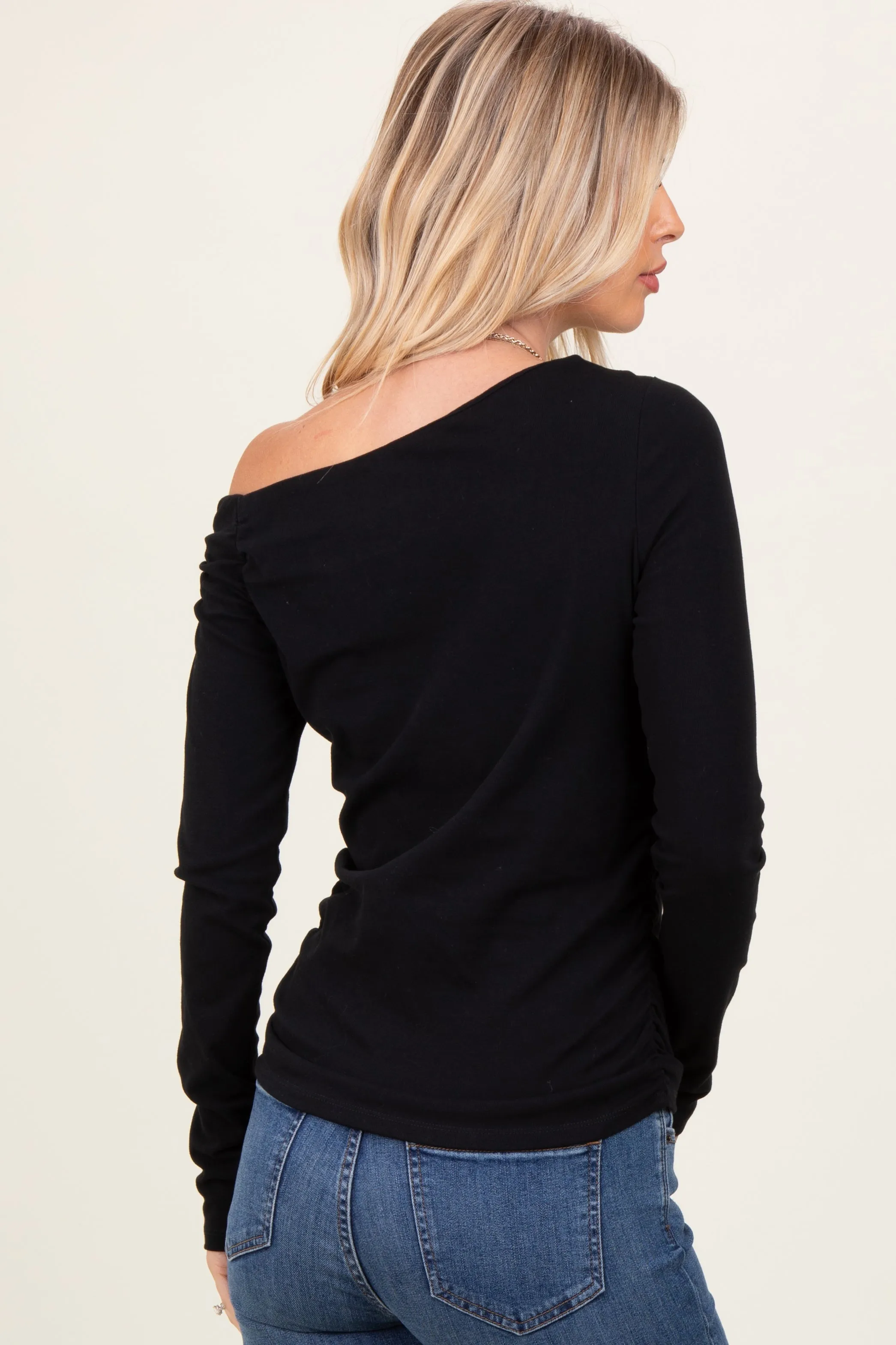 Black One Shoulder Long Sleeve Top sold by Pinkblush product image thumbnail 3