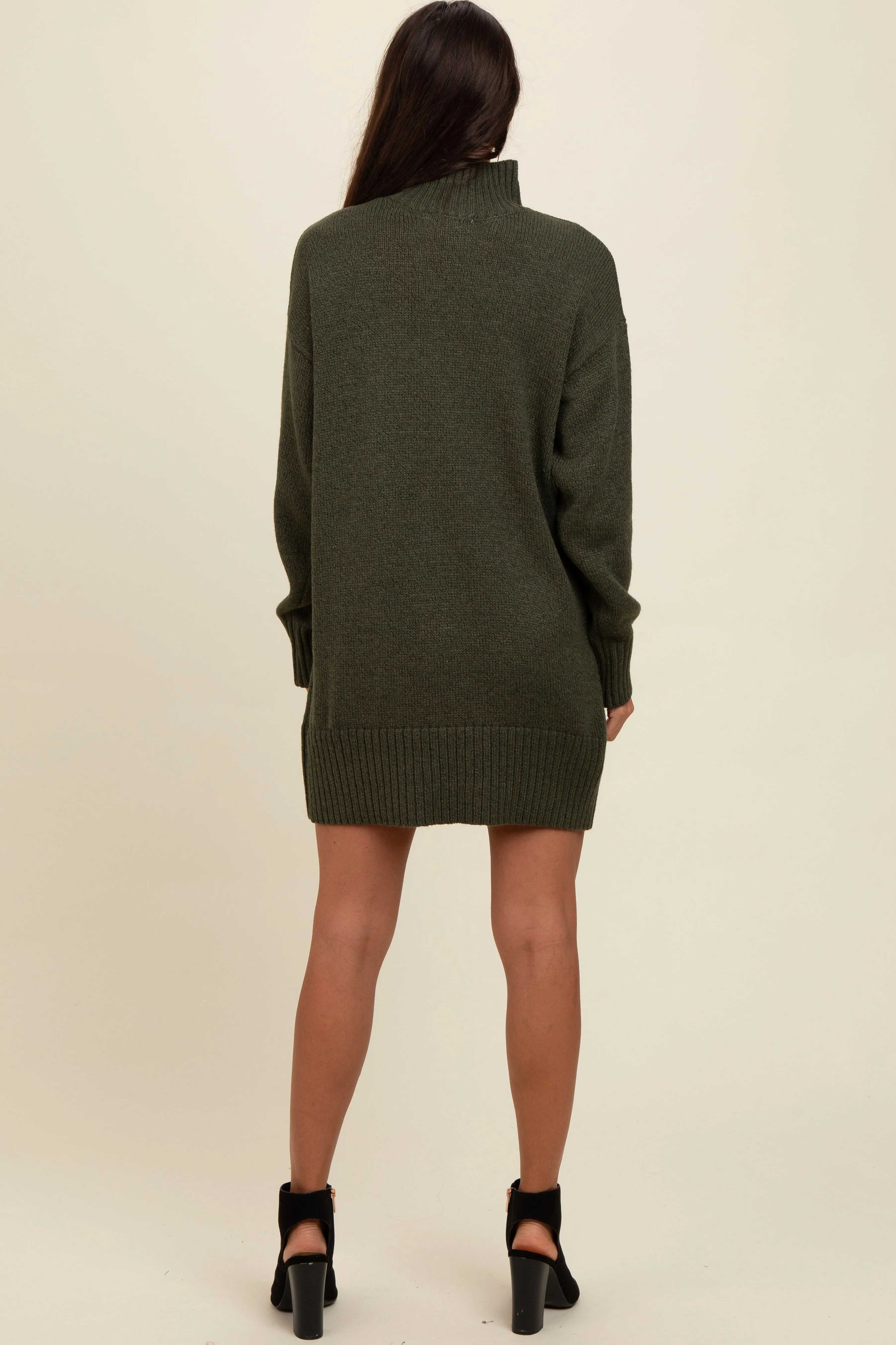 Olive Turtle Neck Mini Sweater Dress sold by Pinkblush product image thumbnail 5
