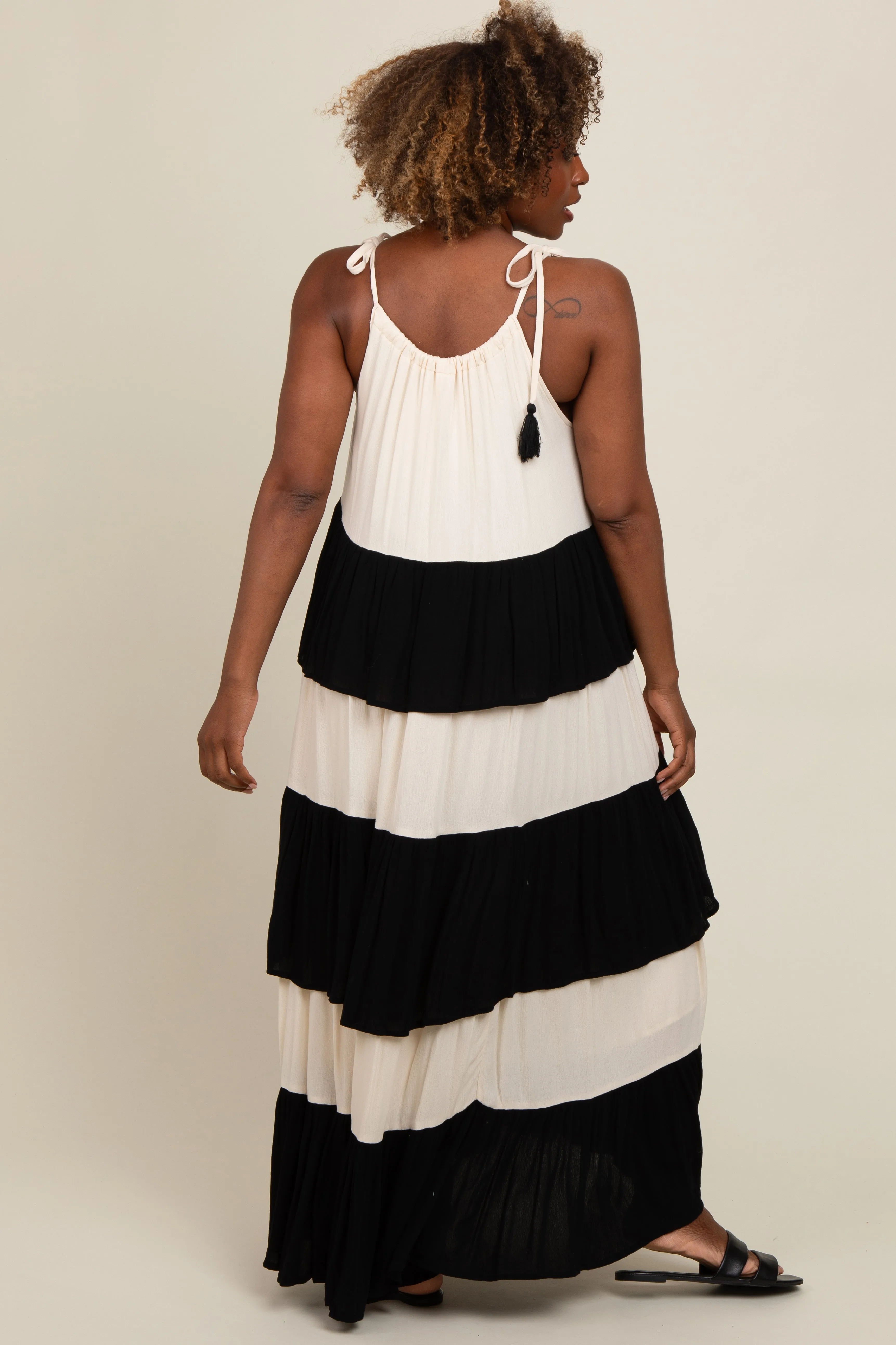 Black Colorblock Tiered Maxi Dress sold by Pinkblush product image thumbnail 2