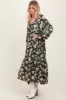 Olive Floral Textured Bubble Sleeve Maxi Dress sold by Pinkblush