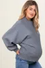 Grey Oversized Bubble Sleeve Maternity Sweater sold by Pinkblush