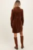 Brown Crinkled Velvet Button Down Maternity Shirt Dress sold by Pinkblush