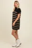 Black Striped Knit Contrast Stitch Mini Dress sold by Pinkblush