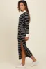 Black Striped Collared Long Sleeve Midi Dress sold by Pinkblush