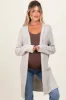 Cream Contrast Rib Long Maternity Open Cardigan sold by Pinkblush