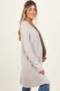 Cream Contrast Rib Long Maternity Open Cardigan sold by Pinkblush