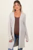 Cream Contrast Rib Long Maternity Open Cardigan sold by Pinkblush