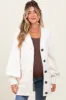 Cream Fuzzy Knit Oversized Button Up Maternity Cardigan sold by Pinkblush