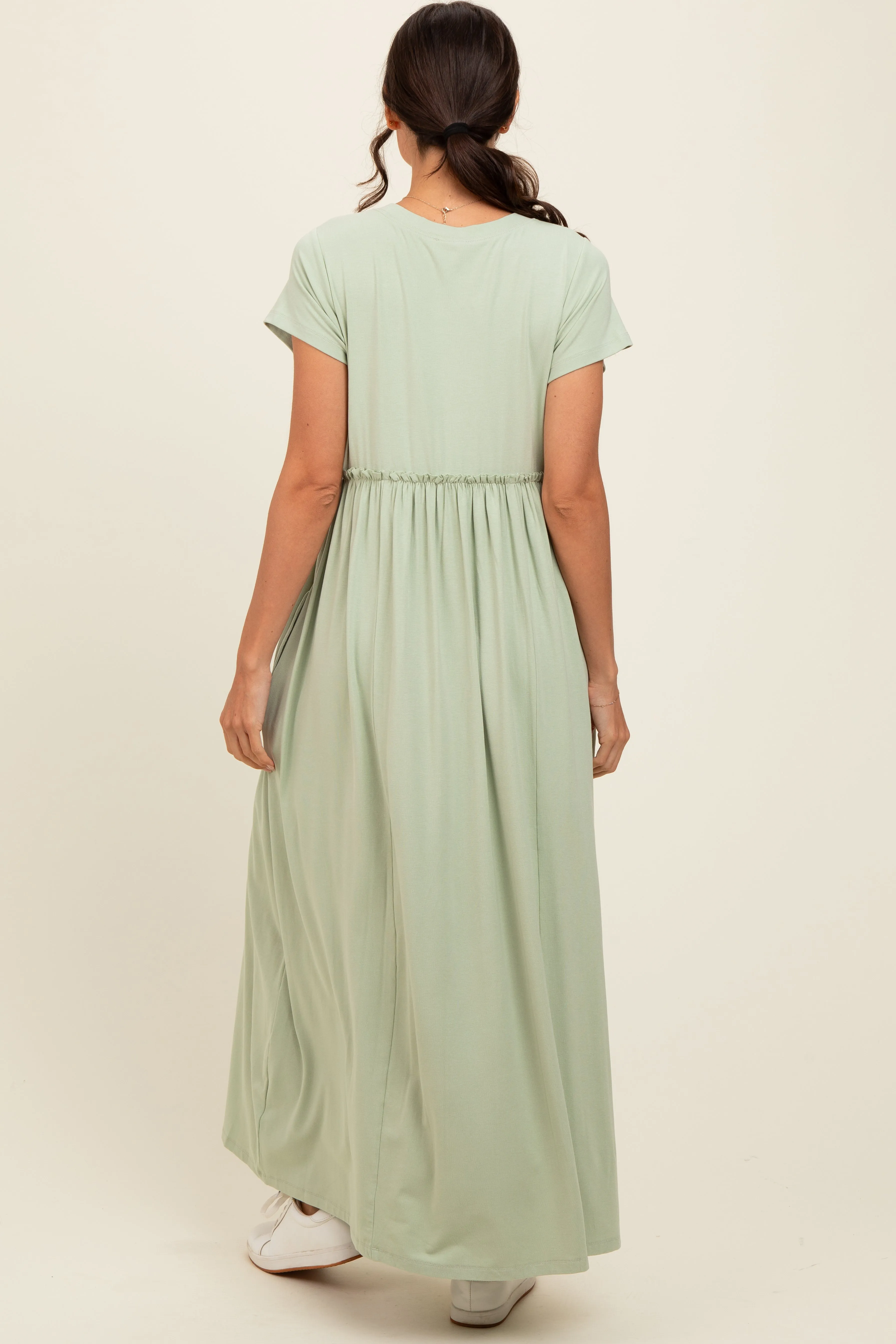 Light Olive Ruffle Trim Maxi Dress sold by Pinkblush product image thumbnail 4