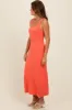 Orange Knit Ribbed Fitted Midi Dress sold by Pinkblush