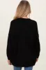 Black Oversized Crewneck Melange Knit Maternity Sweater sold by Pinkblush