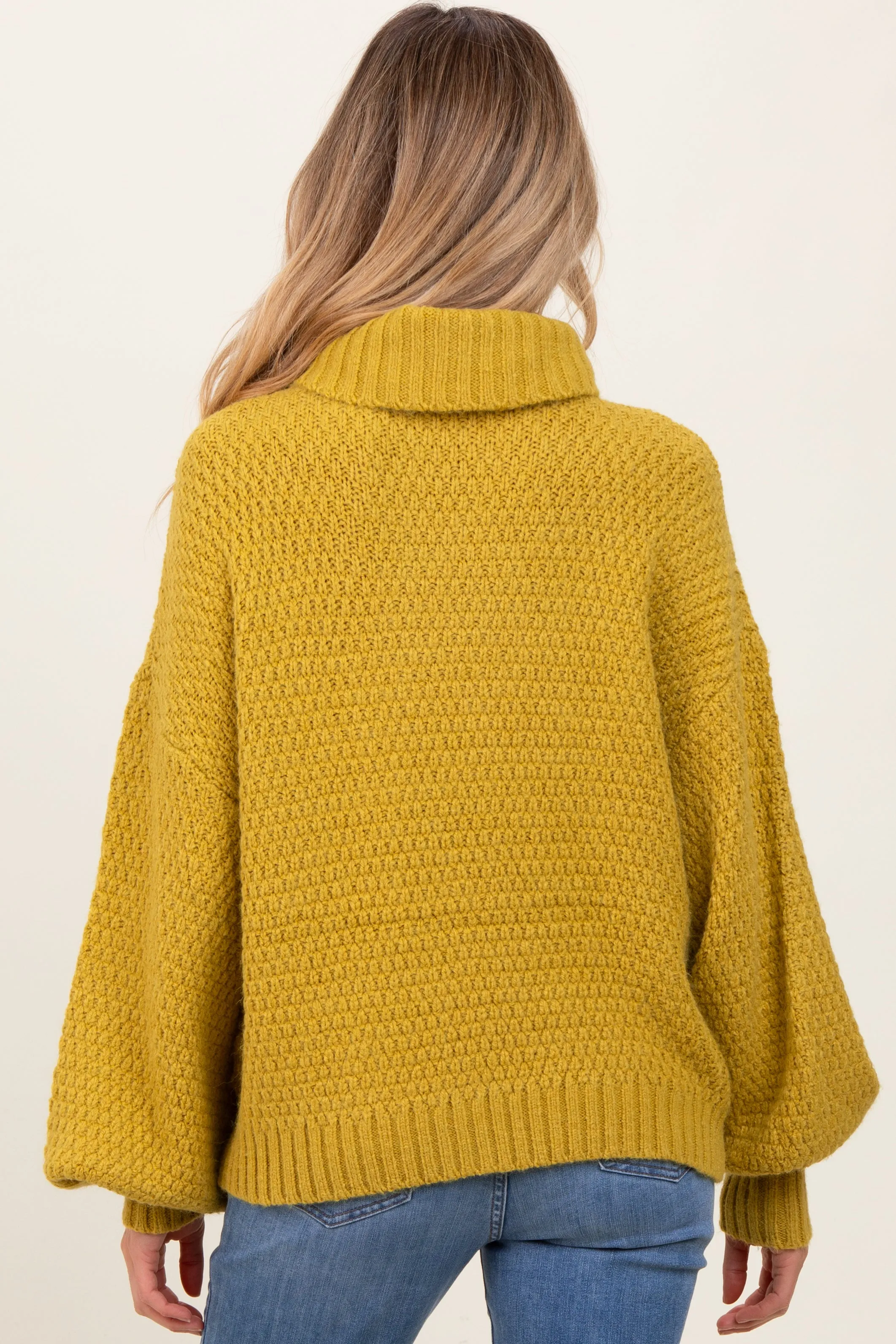 Yellow Chunky Knit Turtleneck Maternity Sweater sold by Pinkblush product image thumbnail 4