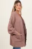 Taupe Fuzzy Knit Oversized Button Up Maternity Cardigan sold by Pinkblush