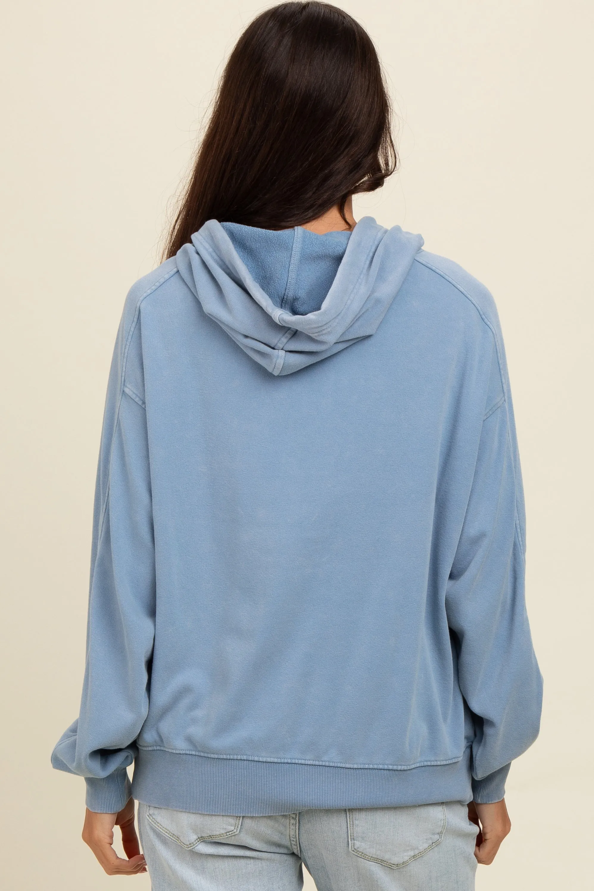 Blue Vintage Wash Oversized Drawstring Hoodie sold by Pinkblush product image thumbnail 3