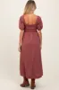Mauve Striped Popcorn Smocked Maternity Midi Dress sold by Pinkblush