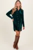 Forest Green Crinkled Velvet Button Down Maternity Shirt Dress sold by Pinkblush