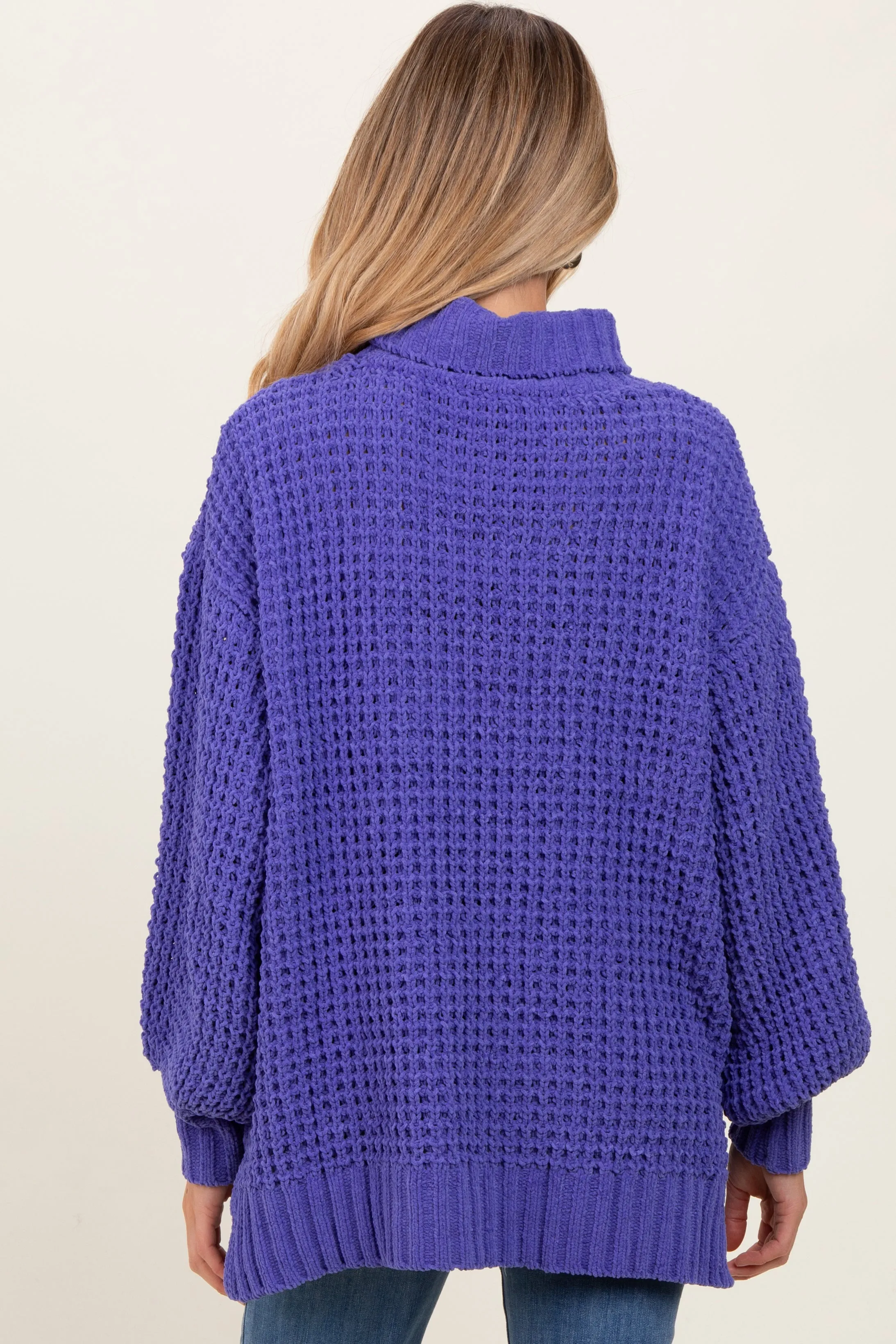 Periwinkle Chunky Waffle Knit Maternity Turtleneck Sweater sold by Pinkblush product image thumbnail 3