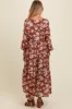 Rust Floral Textured Bubble Sleeve Maternity Maxi Dress sold by Pinkblush