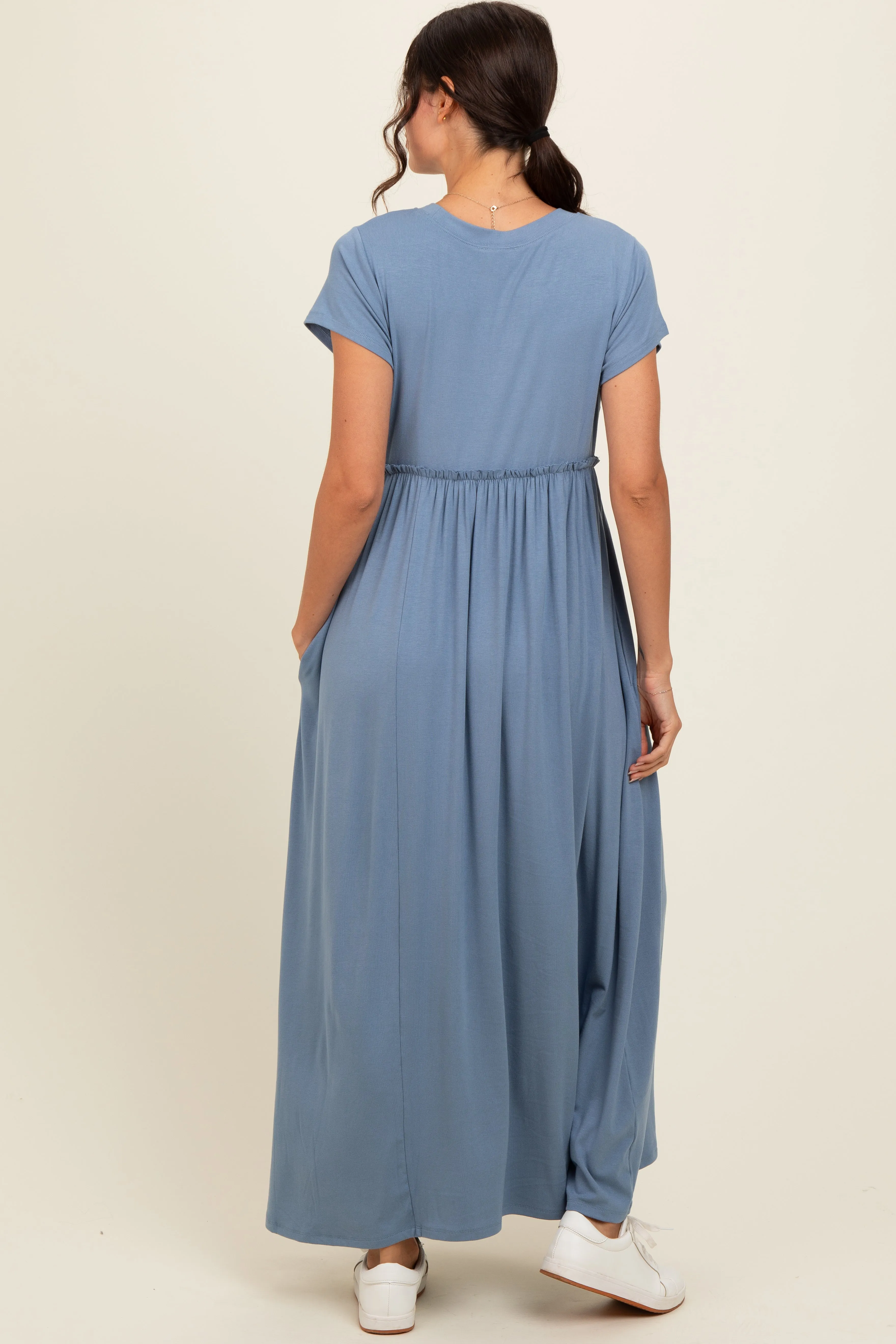 Blue Ruffle Trim Maxi Dress sold by Pinkblush product image thumbnail 4