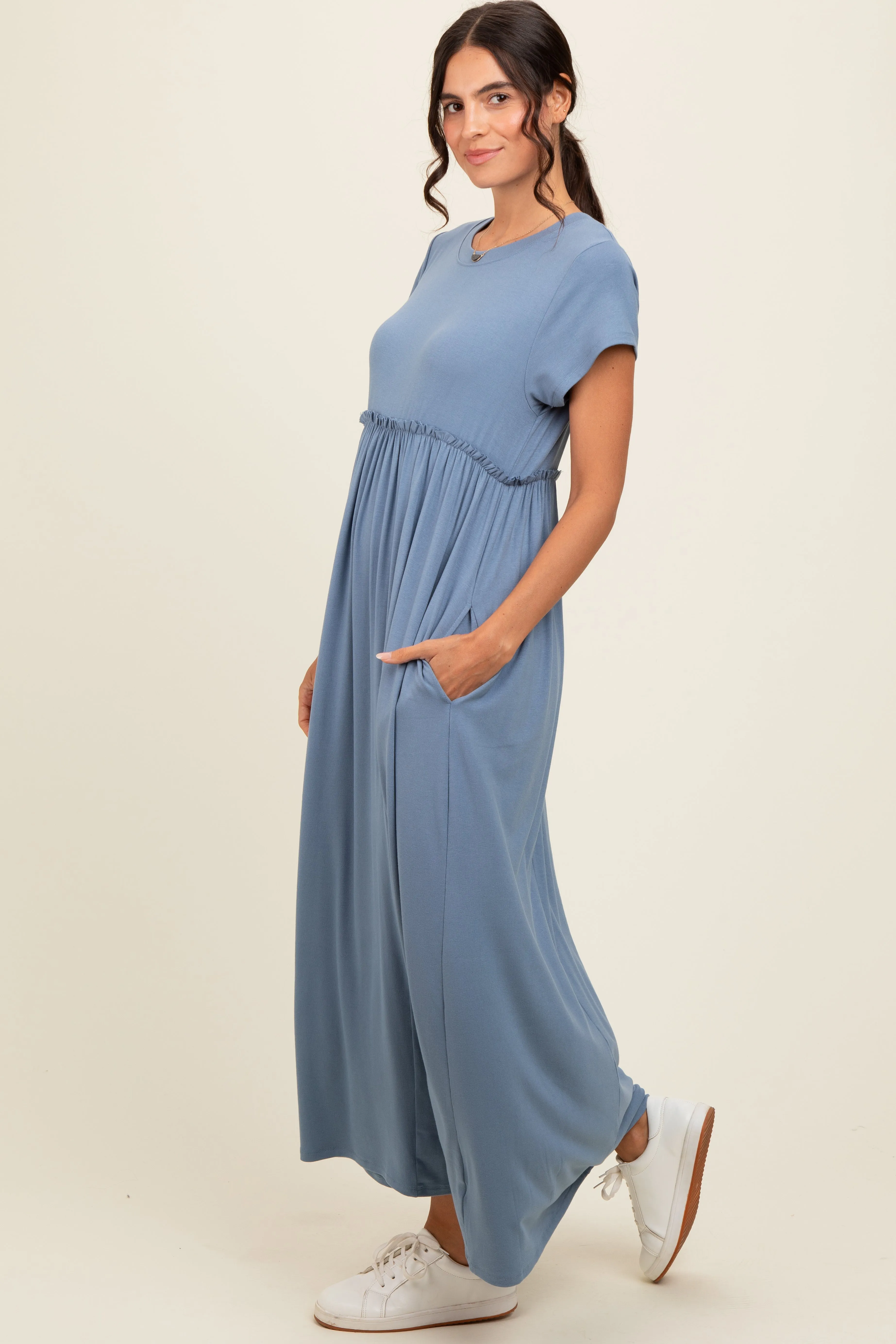 Blue Ruffle Trim Maxi Dress sold by Pinkblush product image thumbnail 3