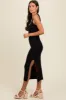 Black Knit Contrast Stitch Detail Midi Dress sold by Pinkblush