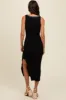 Black Knit Contrast Stitch Detail Midi Dress sold by Pinkblush