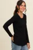 Black Ribbed Knit Long Sleeve Lettuce Hem Top sold by Pinkblush