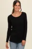 Black Ribbed Knit Long Sleeve Lettuce Hem Top sold by Pinkblush