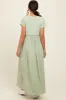 Light Olive Ruffle Trim Maxi Dress sold by Pinkblush